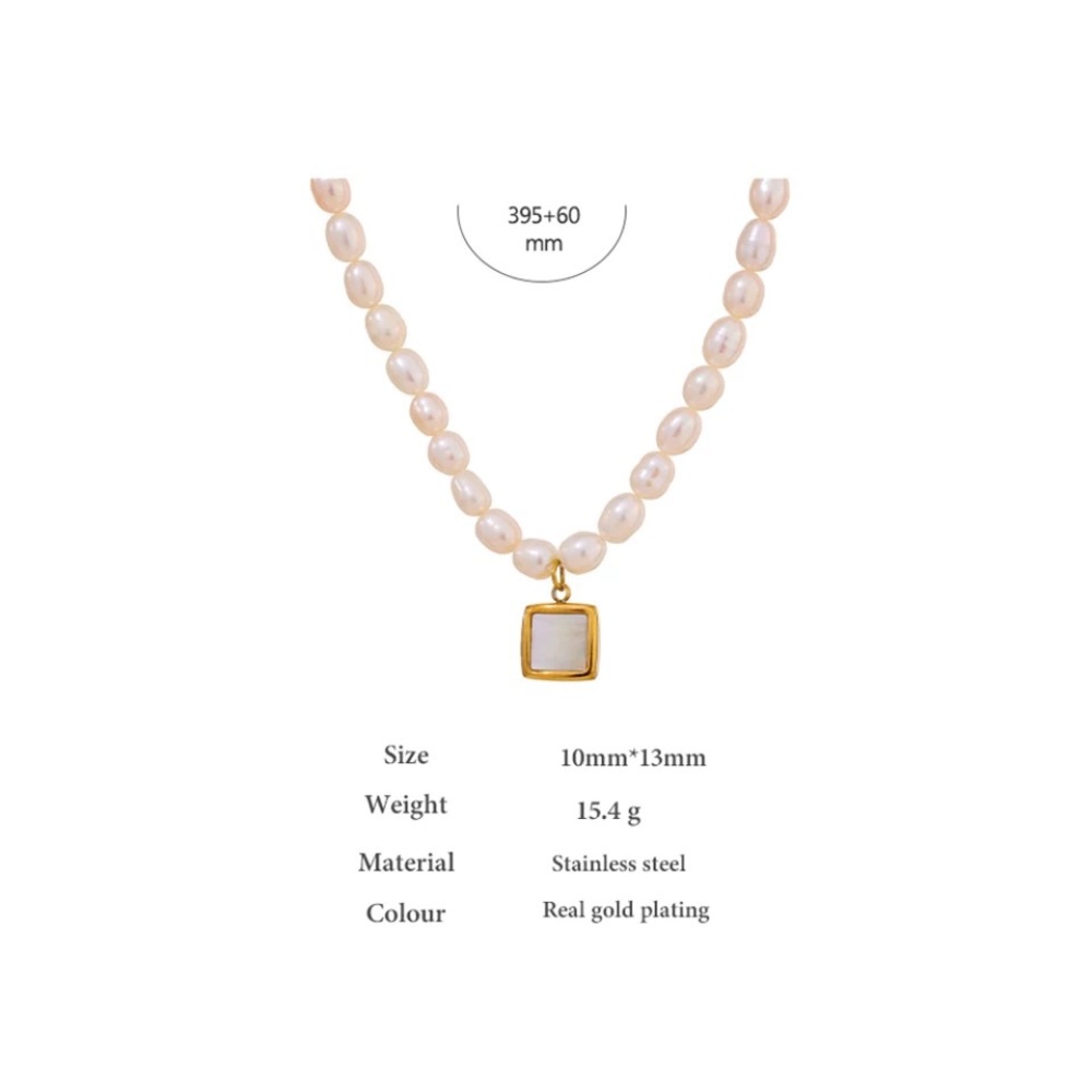 18K gold plated genuine rice pearl necklace - Picture 5 of 8